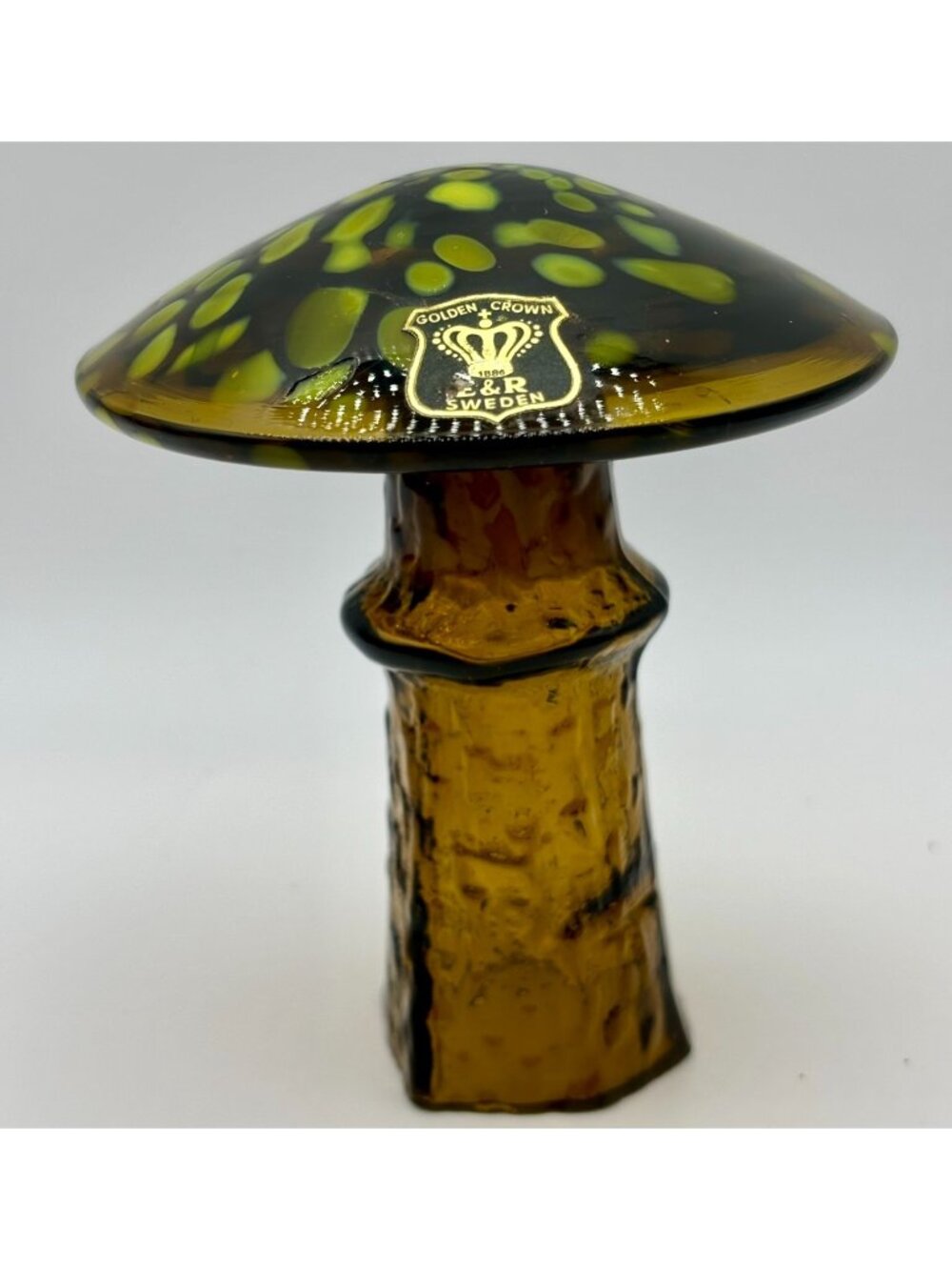 Bo Borgstrom Åseda Ebeling Reuss Sweden Hand Blown Glass Mushroom-4 inch READ